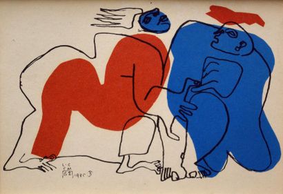 Le Corbusier (1887 - 1965) : « Personnages » Pochoir signé et daté dans la feuille...