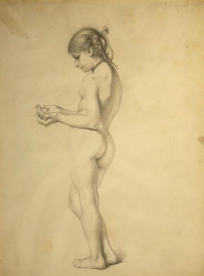 Ecole Française vers 1880 « Portrait de jeune fille » Mine de plomb. 30 x 23 cm non...
