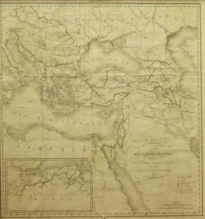 null Carte de l'empire ottoman établie par J.C Drué datée 1813. Estampe. 50 x 47...