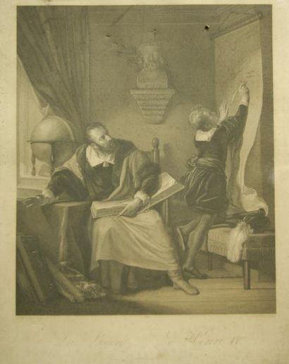 null Deux estampes XIX° : « La pénitence » d'après Nicolas Poussin 28 x 36 cm. «...