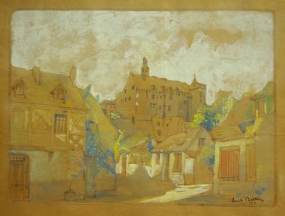 Emile Bertin (1878 - 1957) « projet de décor de théâtre » gouache sur carton signée...