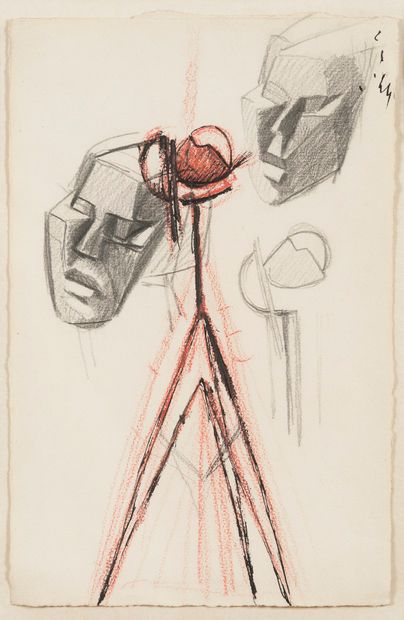 Julio GONZALEZ (1876-1942)
Etude de têtes
Crayon,...