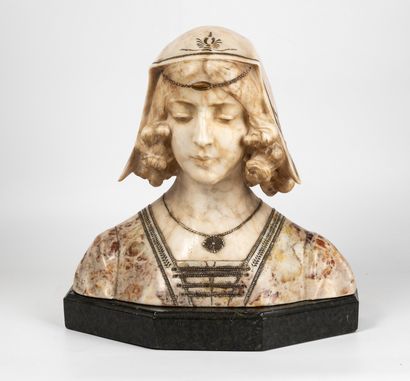 null Dante ZOI (Florence 1880 - 1920)
Portrait de dignitaire florentine à la Renaissance
Buste...