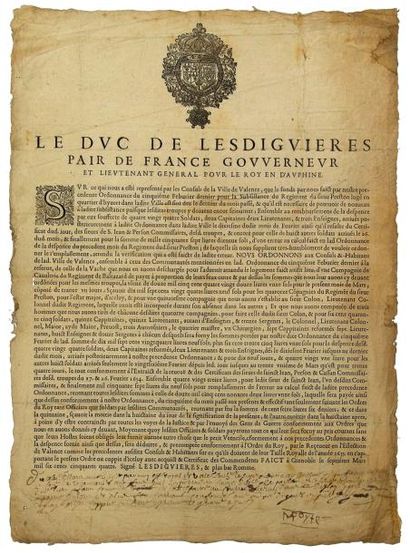 null 1654 - (DRÔME) - "Le Duc de LESDIGUIÈRES Pair de France Gouverneur et Lieutenant...