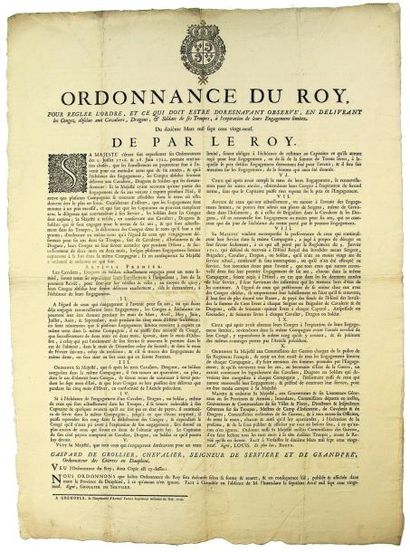 null 1729 - DAUPHINÉ - Ordonnance du Roy pour régler l'Ordre, et ce qui doit être...