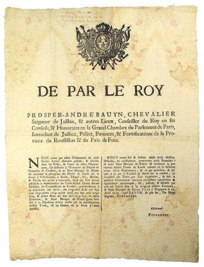 null 1732 - ROUSSILLON & Pays de FOIX - « Prosper-André BAUYN Seigneur de Jallais.....
