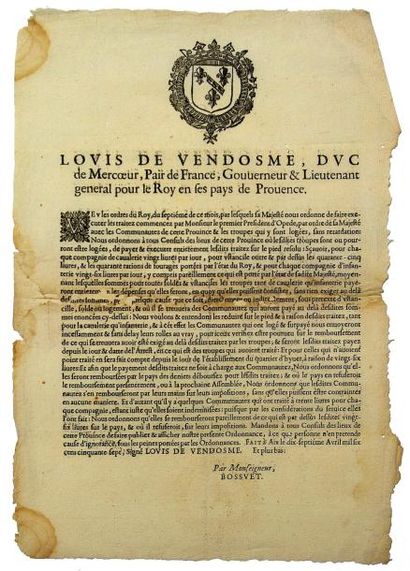 1657 - PROVENCE - « LOUIS DE VENDÔME, Duc...