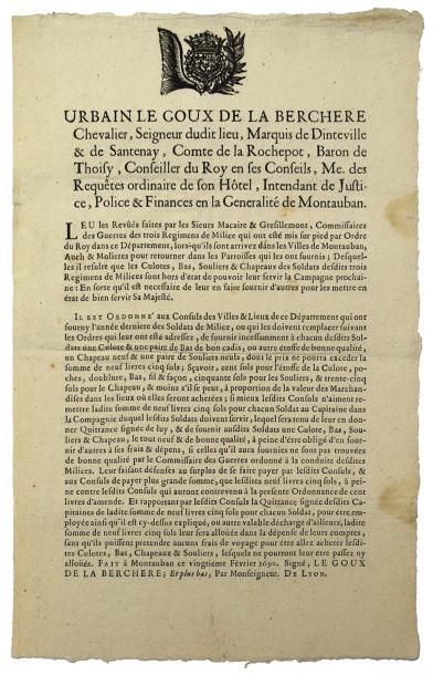 1690 - URBAIN LE GOUX DE LA BERCHÈRE, Intendant...