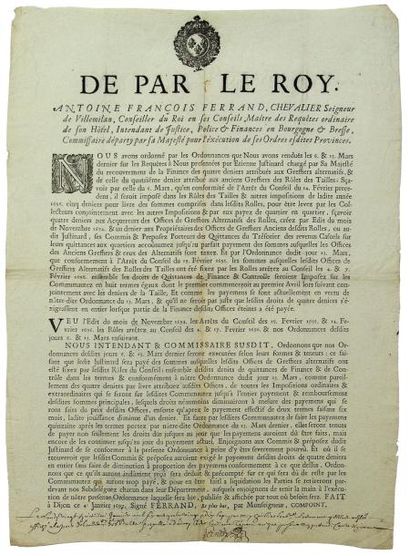null 1697 - (CÔTE D'OR) - BOURGOGNE & BRESSE - Antoine François FERRAND Seigneur...
