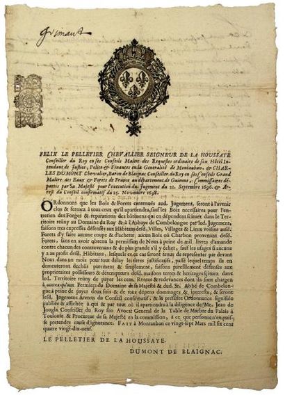 null 1699 - GUIENNE - "Félix LE PELLETIER Chevalier Seigneur de LA HOUSSAYE Intendant...