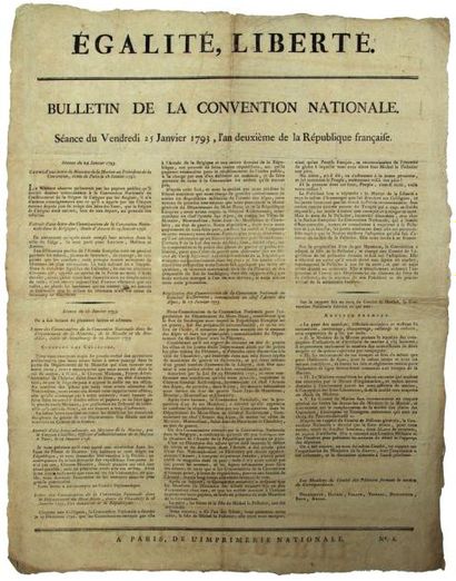null 1793 - BULLETIN de la CONVENTION NATIONALE - séance du 25 janvier 1793 - Imprimerie...