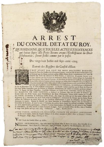 null 1706 - BOURGOGNE, BRESSE, BUGEY - « Arrest du Conseil d'Etat du Roy, qui ordonne...
