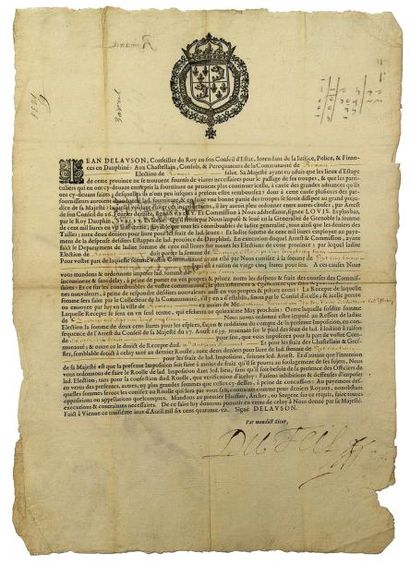 null 1641 - DAUPHINÉ - Ordonnance de Jean DELAUSON Conseiller du Roy, Intendant en...