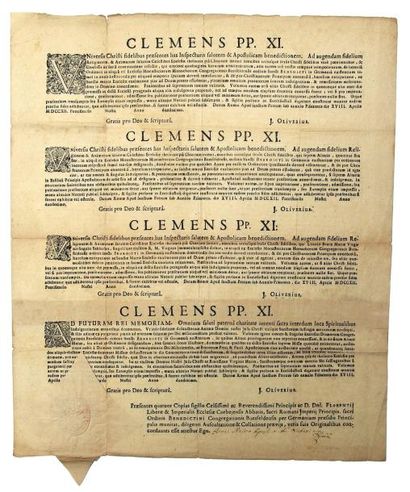 null 1712 - 4 BULLES du PAPE CLÉMENT XI (J. Fr. Albini; 1649-1721) - « CLEMENS PP....