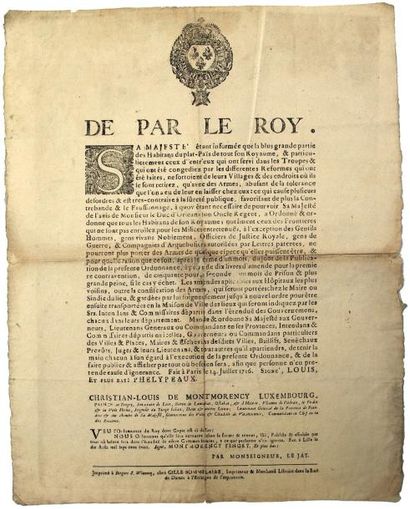null 1716 - FLANDRES - CONTREBANDE & FAUX-SAUNAGE - « De par le ROI » - Fait à PARIS...