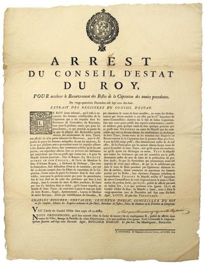 null 1719 - DAUPHINÉ - Ordonnance de BOUCHER Seigneur d'ORSAY Intendant en Dauphiné...