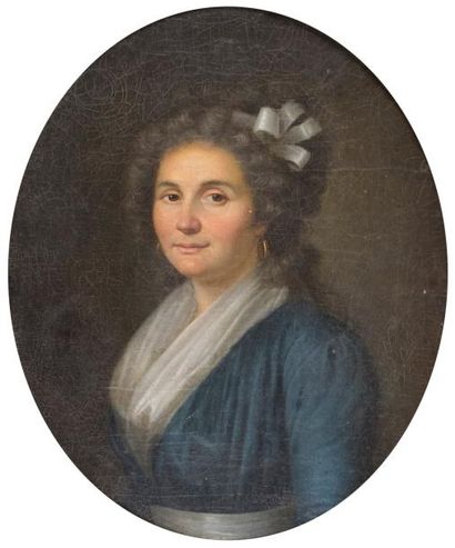 ALLIN (Actif à la fin du XVIIIème siècle) Portrait de femme - Sur sa toile d?origine....