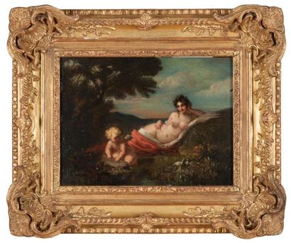 Marie Abrahams ROSALBIN de BUNCEY (Paris 1852 - 1876) Venus et l?Amour - Panneau...