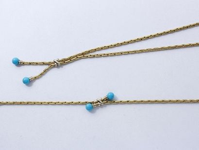 null Ensemble en or et perles de turquoise, composé d'un collier et d'un bracelet,...
