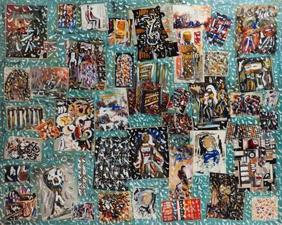 Ervin NEUHAUS (1928-2012) Collage. Signée au dos. 1984. 130 X 126 cm