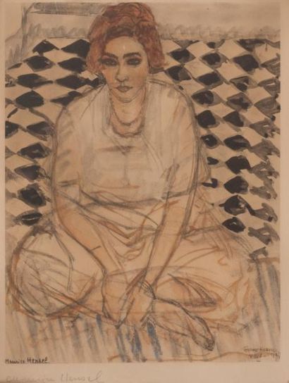 Maurice-Henri HENSEL (1890-1958) Femme kabyle, Blida, 1927 Dessin aquarellé, signé...