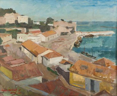 Lucien MARTIAL (1892-1987) Le port de Bougie, 1962 Huile sur toile, signée, située...