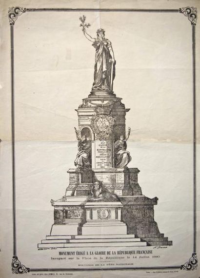 null PARIS - " MONUMENT érigé à la gloire de la République Française, inauguré sur...