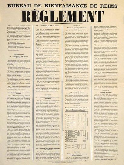 null MARNE - " Bureau de Bienfaisance de REIMS " - Règlement de 1881 - Impr. à Reims,...