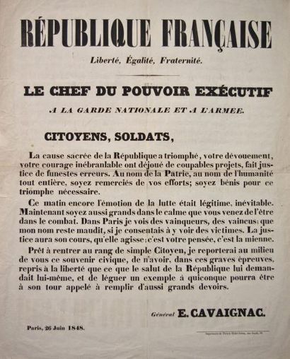  (Révolte des Ouvriers du Champ de Mars, répression du Général CAVAIGNAC) - PARIS...