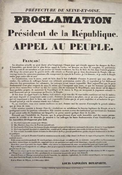 null SEINE-ET-OISE - Proclamation de LOUIS-NAPOLÉON BONAPARTE Président de la République....