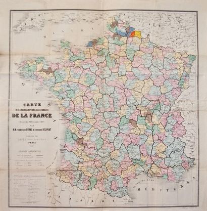 null CARTE des CIRCONSCRIPTIONS ÉLECTORALES de la France (Décret du 29 Décembre 1862)...