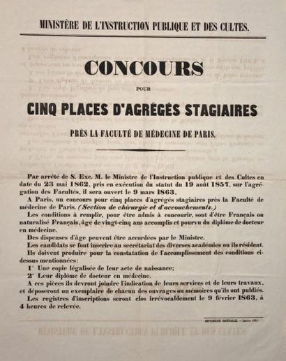 null (FACULTÉ DE MÉDECINE DE PARIS) - Concours pour 5 places d'Agrégés stagiaires...