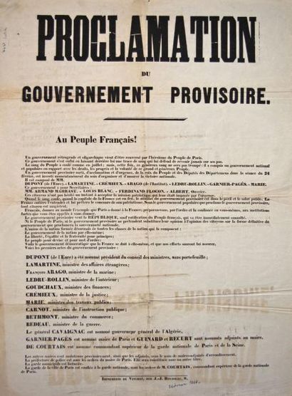 null (PARIS) - " PROCLAMATION DU GOUVERNEMENT PROVISOIRE " (24 février 1848) - "...