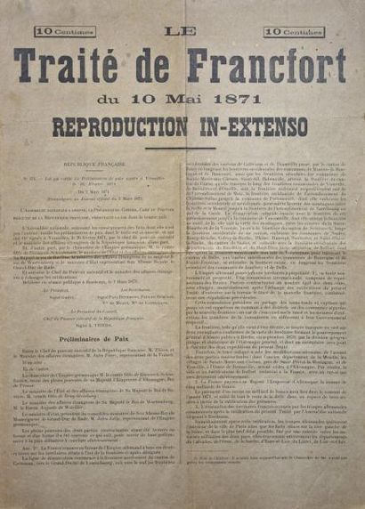 null LE TRAITÉ de FRANCFORT du 10 Mai 1871 Reproduction in-extenso - " Préliminaires...