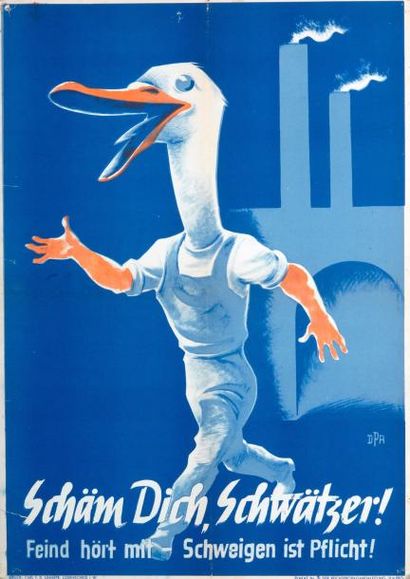 null DPA - "SCHÄM DICH, SCHWÄTZER !" - Impr. Carl V. D. Linnepe - Affiche (59 x 42)...