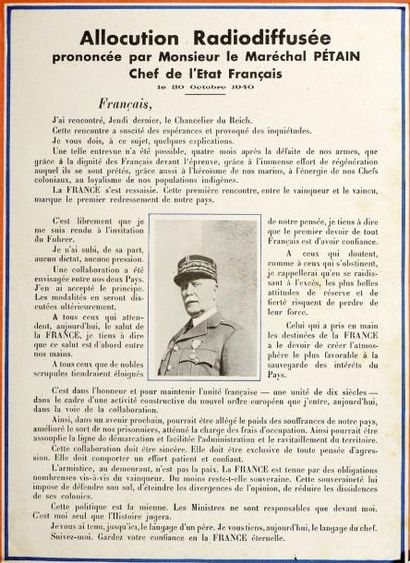 null 1940 - "ALLOCUTION RADIODIFFUSÉE prononcée par M. le Maréchal PÉTAIN Chef de...