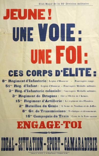 null Etat-Major de la 16e division militaire - " Jeune ! Une voie : une foi : " -...