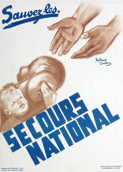 null Roland Coudon - " Sauvez-les, SECOURS NATIONAL " - Impr. Heliogravure M. Lescuyer...