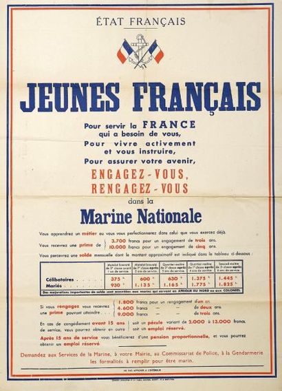 null (ARMÉE D'ARMISTICE 1940/42 pour la MARINE) - État Français - "JEUNES FRANÇAIS...