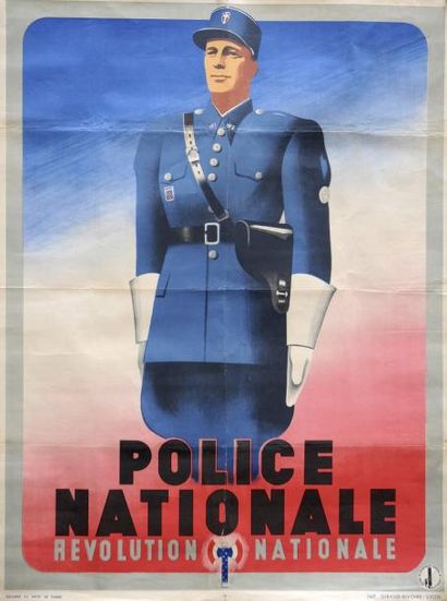 null POLICE NATIONALE, Révolution nationale - Impr. Giraud.Rivoire, Lyon - Affiche...