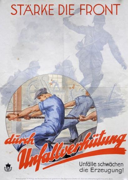 null Joe - "Stärke die Front durch Unfallverhütung" Impr. Berlin - Affiche (59 x...