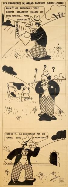 null J. DAULT 1942 " LES PROPHÉTIES DU GRAND PATRIOTE BARBI-CHOU " Affiche humoristique...