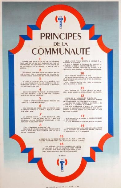 null Principes de la communauté Ph. PÉTAIN - Impr. Draeger, 1943 - Affiche (52 x...