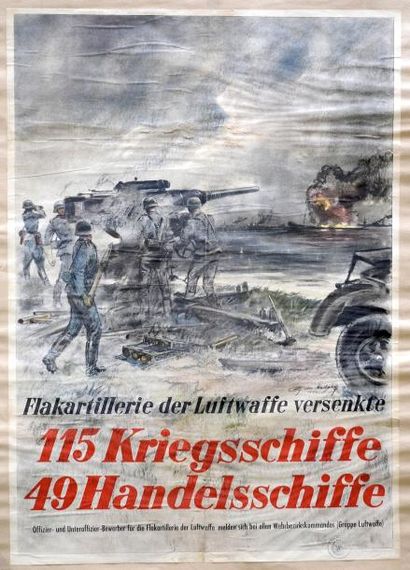 null A. von Medocy 1943 - " Flakartillerie der Luftwaffe versenkte " - Impr. Erasmusdruck,...