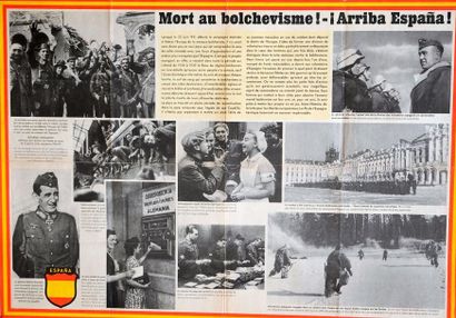 null ESPAGNE " Mort au bolchevisme ! Arriba España !. " 1943 - Affiche (84 x 59)...
