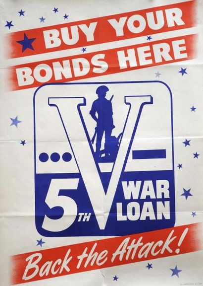 null "Buy your bonds here - Back the attack!" 1944 - Affiche (70 x 51) - État A
