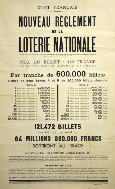 null État Français - " Nouveau règlement de la LOTERIE NATIONALE - Impr. Nationale...