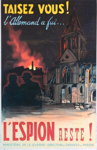 null M. Mallet 1944 - " Taisez-vous ! l'Allemand a fui.. L'ESPION RESTE ! " - Impr....