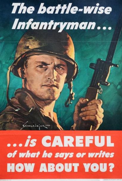 null Schlaikjer 1944 - "The battle-wise infantryman... is careful.."- Affiche (71...