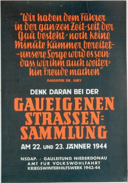 null "Wir haben dem Führer in der ganzen Zeit..." Gauleiter Dr. Jury, 1944 - Affiche...